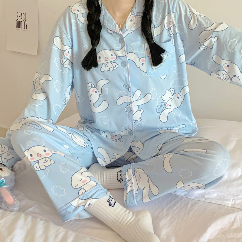 Sanrio Kuromi Hello Kitty Melody Pajamas for Women Kawaii Cartoon Loose Sleepwear Pajamas Sets Short Clothes Christmas Gift
