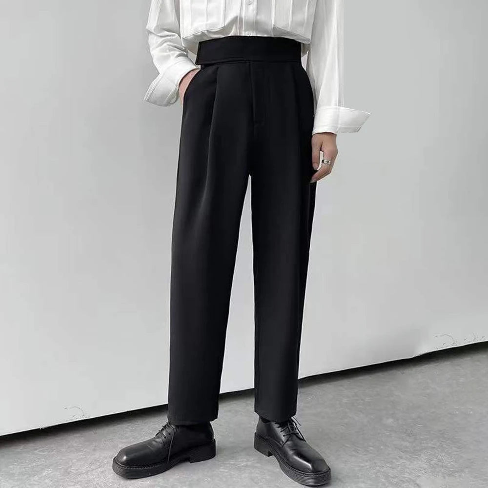 Mens Suit Pants Hook Loop Casual Pants Streetwear Fashion Youth Campus Casual All-Match Straight Pants Men'S Clothing 2025 New