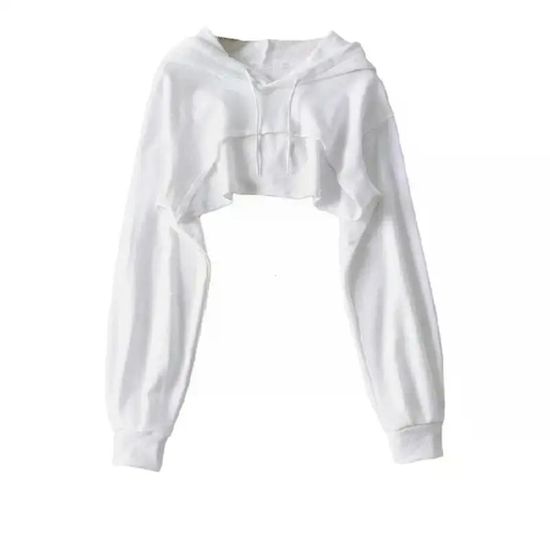 Hoodie Female Hoodie Personality Irregular Crop Ultra Short Style Long Sleeve Top Female Drop Shipping Sweatshirt Y2k Clothes