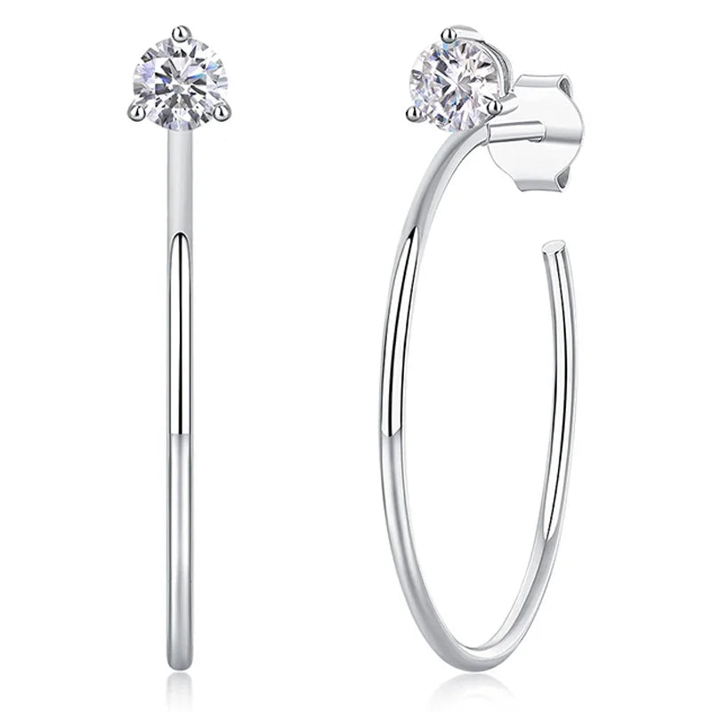 TFGLBU Elegant 4mm Moissanite Hoop Earrings for Women Sparking Trendy 100% Solid 925 Silver Ear Wedding Jewelry Christmas Gift