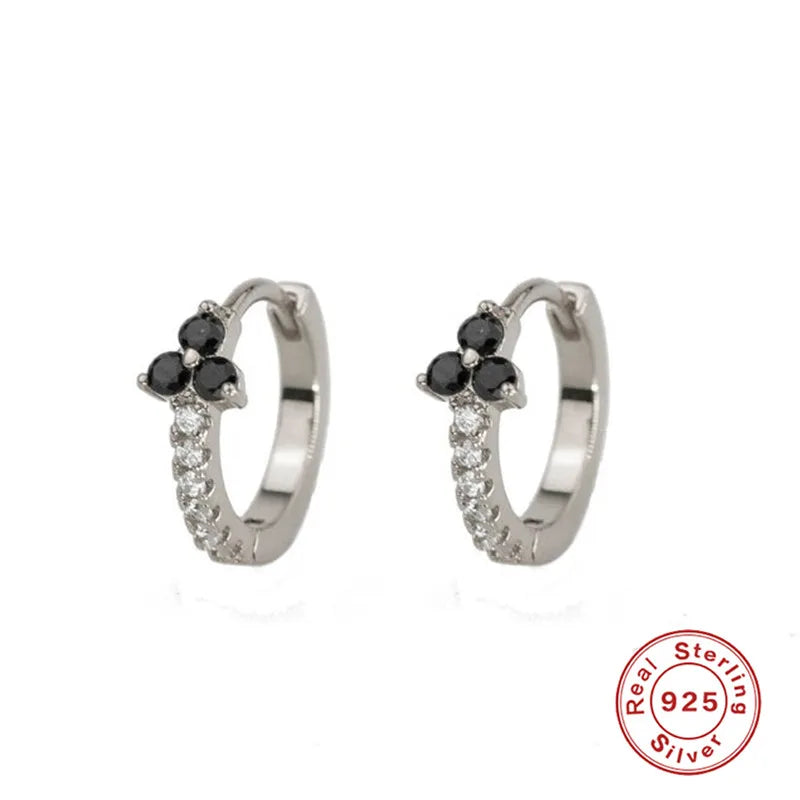 CANNER White Zircon Simple Love Round Earring For Women 925 Sterling Silver Earrings Hoops Pendiente Plata Piercing Gold Jewelry