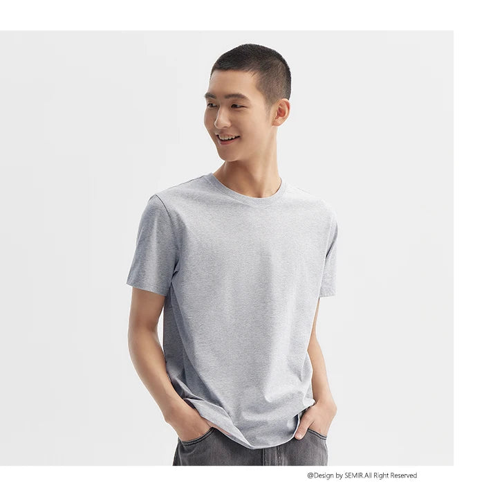 Semir Short Sleeve T-Shirt Men 2024 Summer New Simple Solid Colour Top Slim Pullover Summer Clothing T Shirt