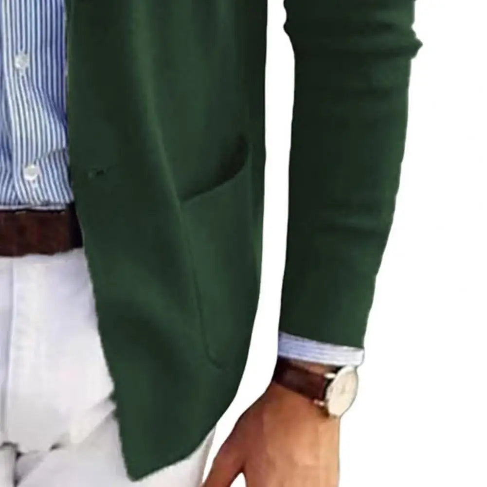 Casual Men Blazers Solid Color Lapel Long Sleeve Single-Breasted Suit Coat Business Outerwear Suit Jacket With Pockets