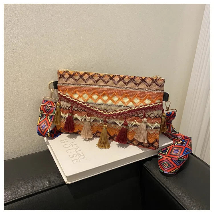 New Vintage Bohemian Fringe Shoulder Bag Women Tassel Boho Hippie Gypsy Fringed Women's Handbags Open Bag Purses and Handbags