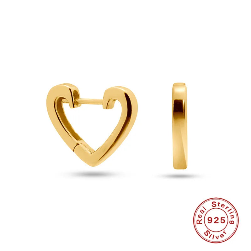 CANNER White Zircon Simple Love Round Earring For Women 925 Sterling Silver Earrings Hoops Pendiente Plata Piercing Gold Jewelry