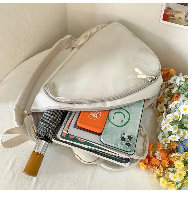 Casual Travel Transparent Zipper Shoulder Bag Vintage Women All Match Simple Ita Bag Y2K Girls Fashion Crossbody Bags Handbags