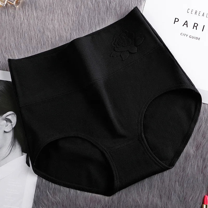 4Pcs/Set High Waist Underwear Cotton Panties Women Body Slimming Solid Briefs Plus Size Underpants Female Breathable Lingeries