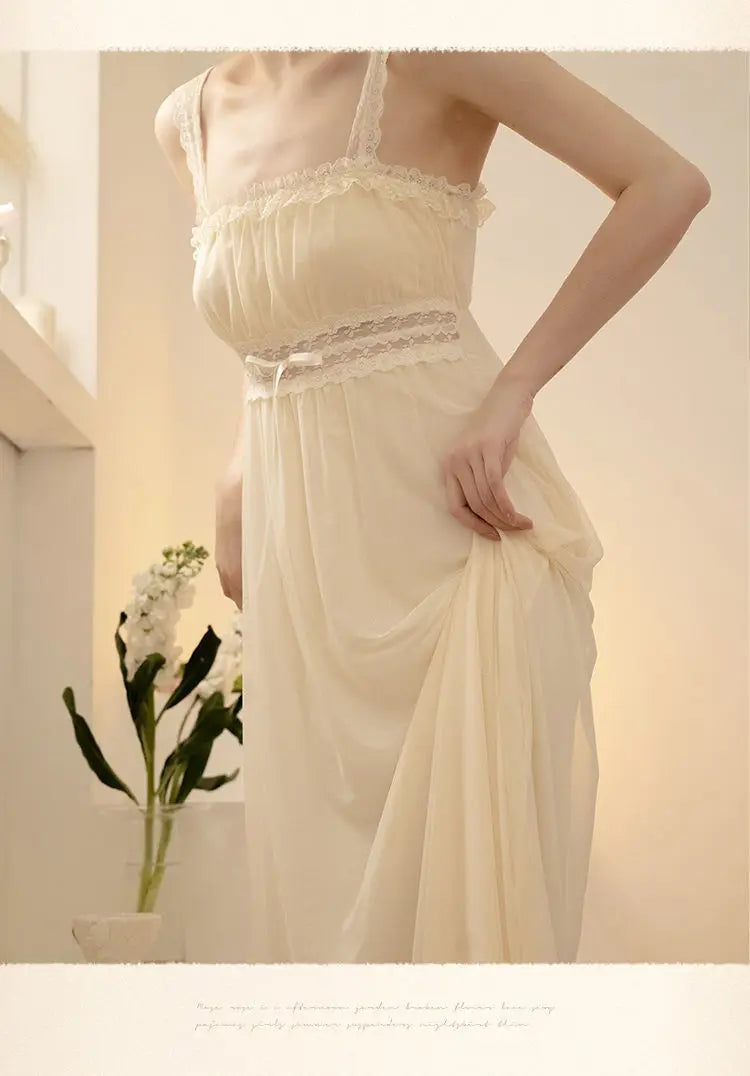 PLUS SIZE 2PCS Robe Set Female Court Style Satin Nightdress Sexy Lace Trim Sleep Suit Home Dress Gown Spaghetti Strap Nightwear