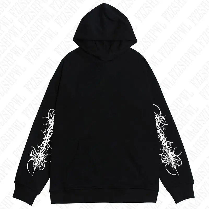 Y2K Zip up hoodie Rock Goth Harajuku Graphic Print Casual Zipper Hoodie sweatshirt Vintage Punk High street Hiphop Clothes Loose