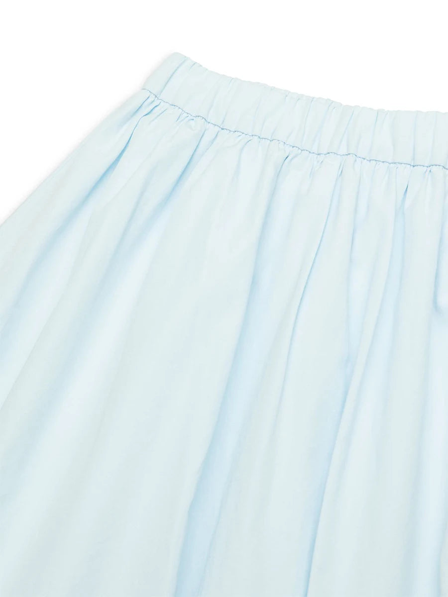 Women Bubble A-Line Skirt Casual Summer Solid Color Elastic Waist Gothic Midi Skirt for Beach Vacation Club Streetwear