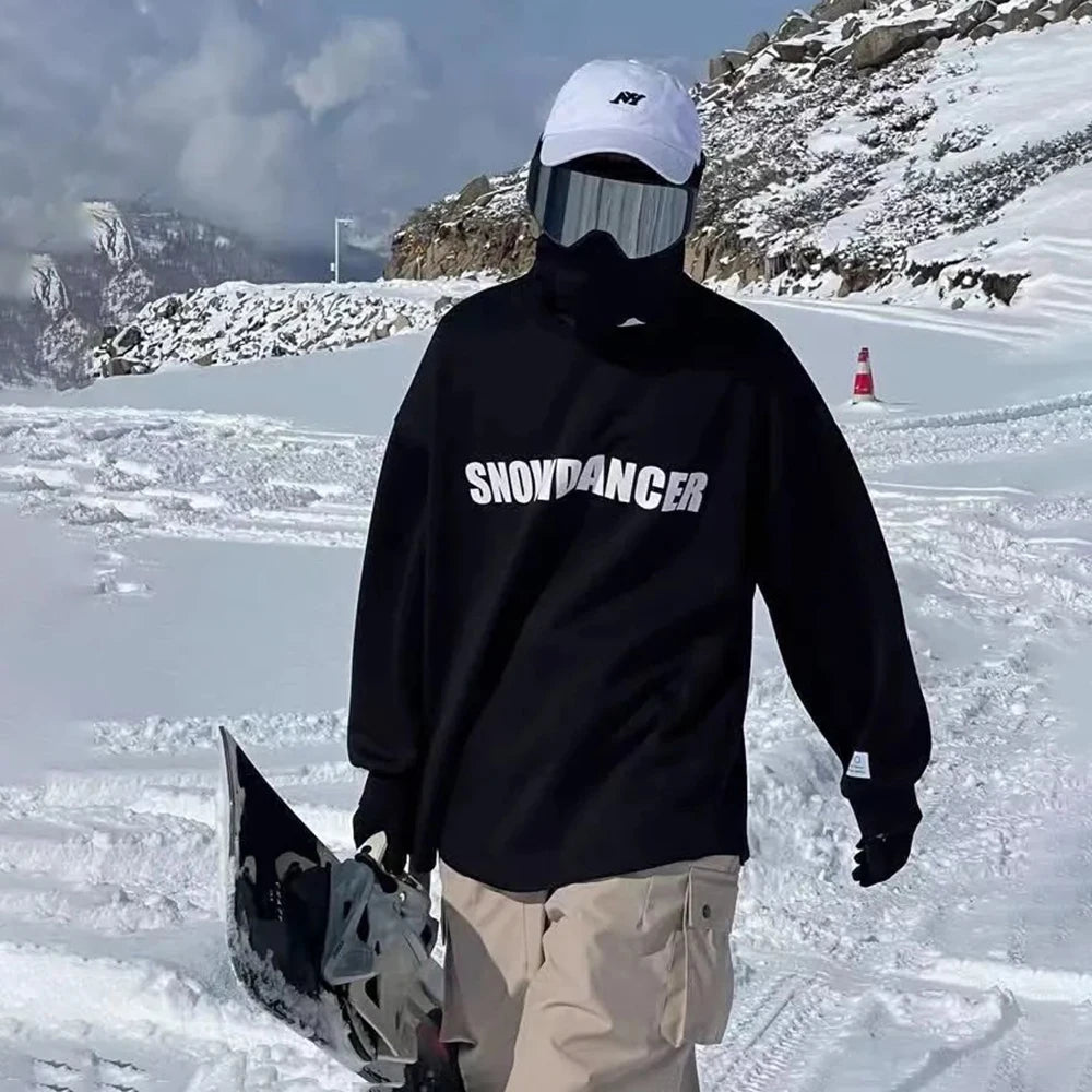 Pullover Ski Suit Unisex Loose Plus Velvet Windproof Waterproof Sweater 2025 Spring Fashion Print Y2k Long-Sleeved Top For Men
