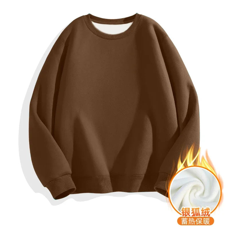 LEGIBLE 2025 Autumn Winter Woman's Hoodies Oversize Female Loose Solid Thicken Fleece Warm Women Sweatshirts Lady