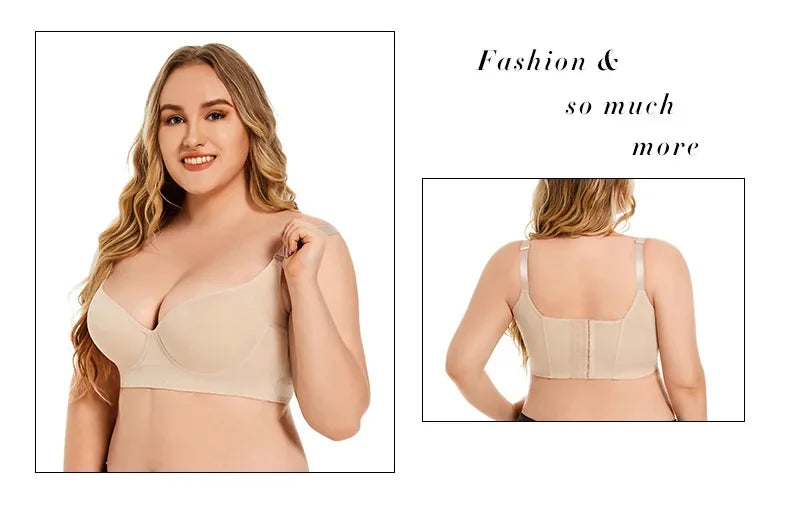 Push-Up Back Smoothing Bra Back Smooth Out Shaper Plus Size Wide Band Bras Shapewear Back Fat Smooth Underwear Shapers F Cup