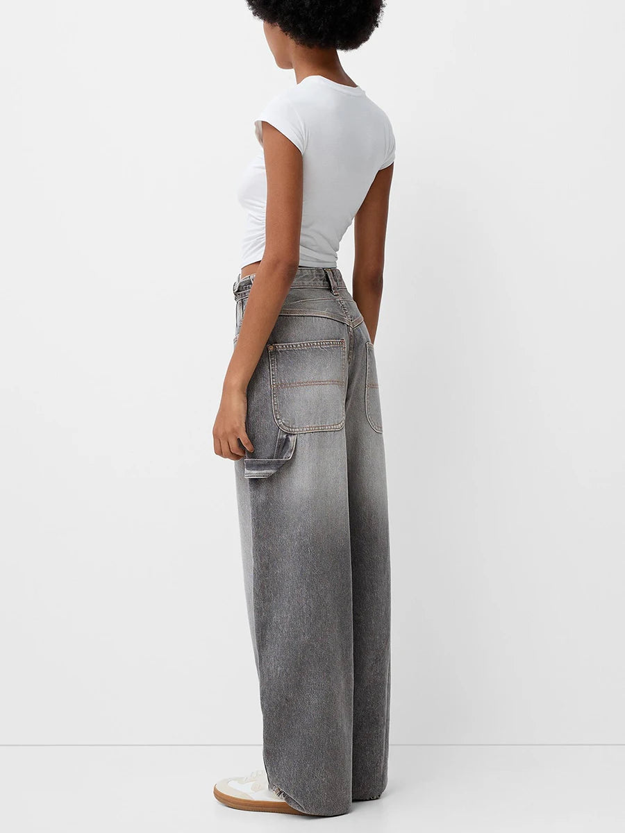 Womens Jeans High Waisted Straight Wide Leg Baggy Jeans Y2k Boyfriend Vintage Washed Loose Denim Pants Cyber Grunge Streetwear