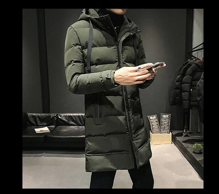 Men Long Down Jackets Winter Coats Chaquetas Hooded Casual Winter Parkas High Quality Male Green Warm Parkas Coats Size 8XL