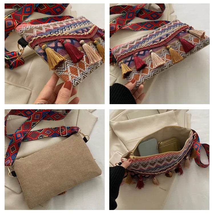 New Vintage Bohemian Fringe Shoulder Bag Women Tassel Boho Hippie Gypsy Fringed Women's Handbags Open Bag Purses and Handbags