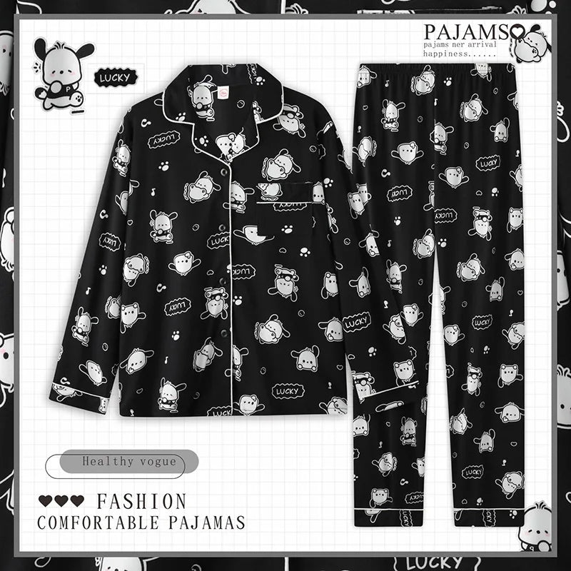 Cartoon Sanrio My Melody Long-Sleeved Pajamas Set Kawaii Cinnamoroll Printing Spring Autumn Thin Cute Girls Casual Home Clothes
