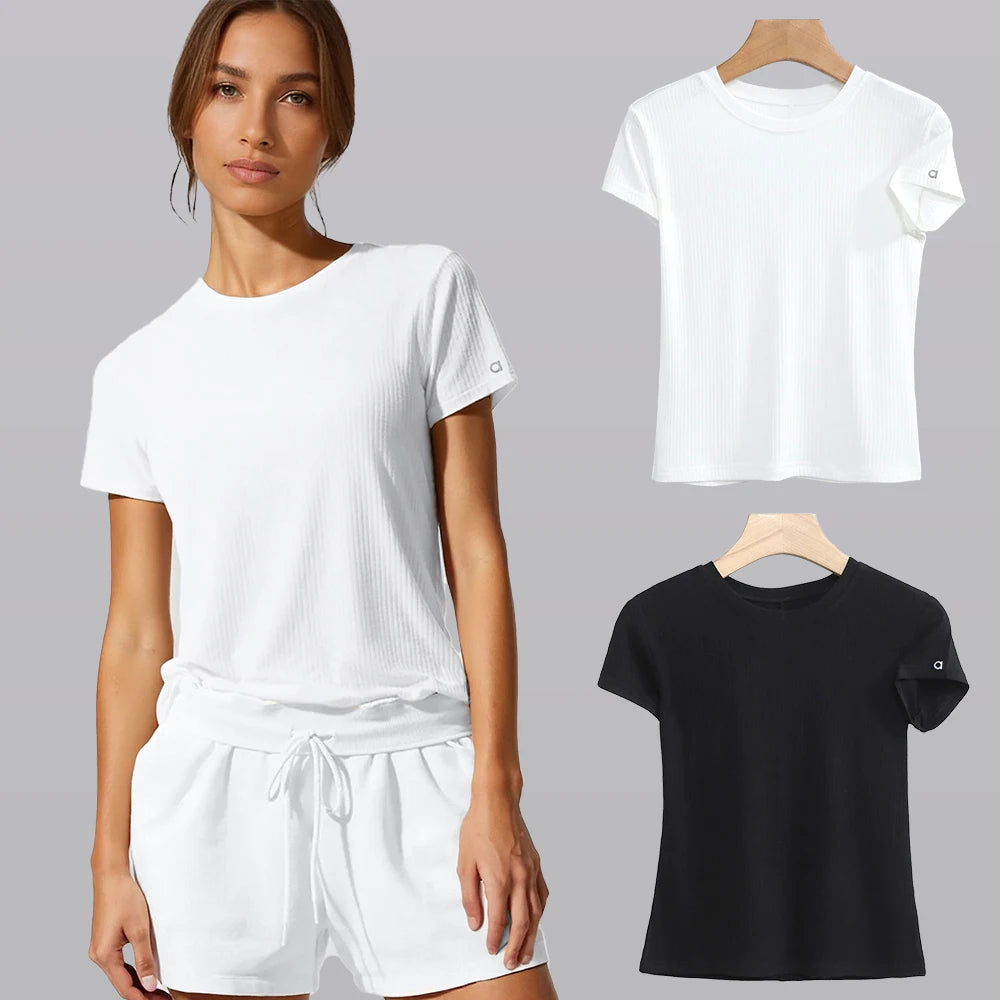 Summer Short Sleeve Flexible T-shirt white color Basic casual Tee Shirt Tops