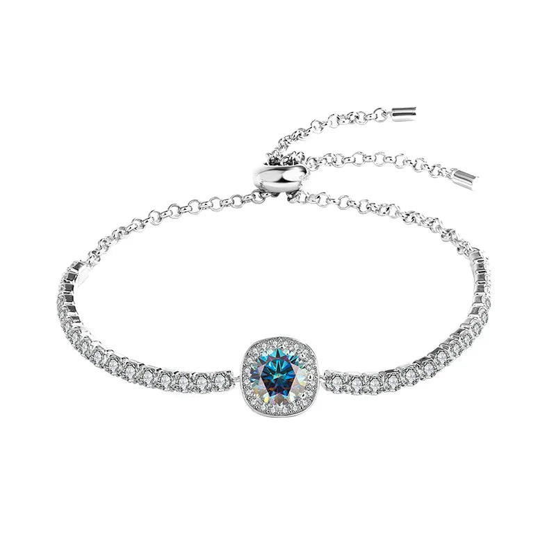 PureNew 1ct Moissanite Bracelets For Women Original 925 Sterling Silver Girly Lovely Lady's Elegant Moissanite Diamond Bracelet