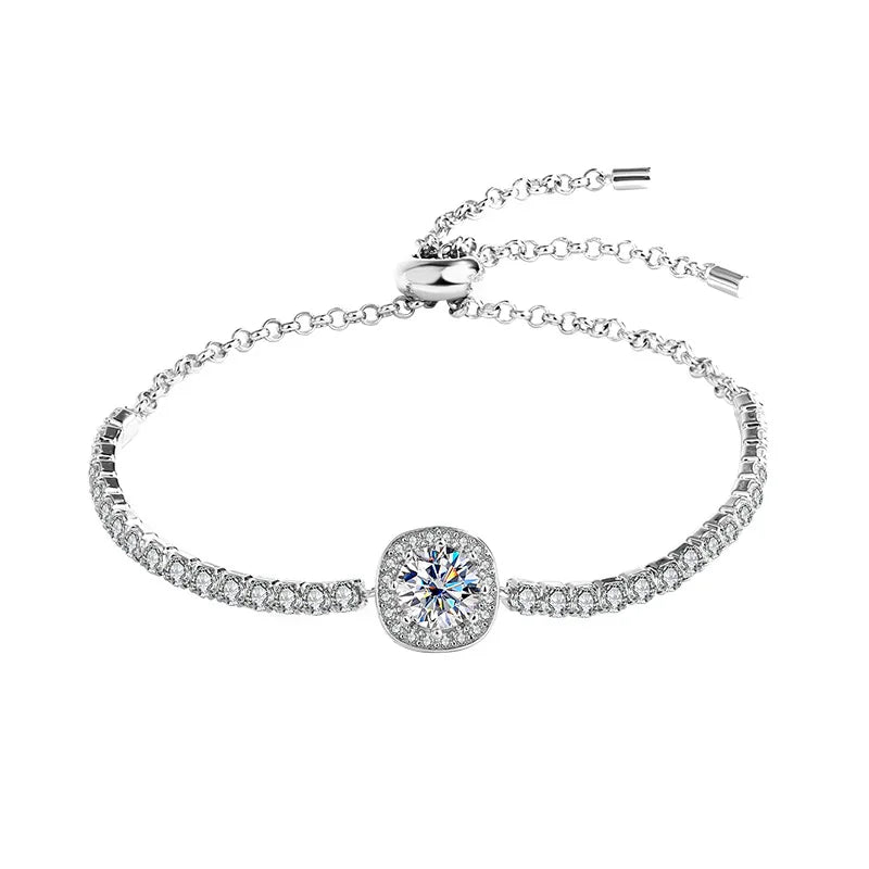 PureNew 1ct Moissanite Bracelets For Women Original 925 Sterling Silver Girly Lovely Lady's Elegant Moissanite Diamond Bracelet