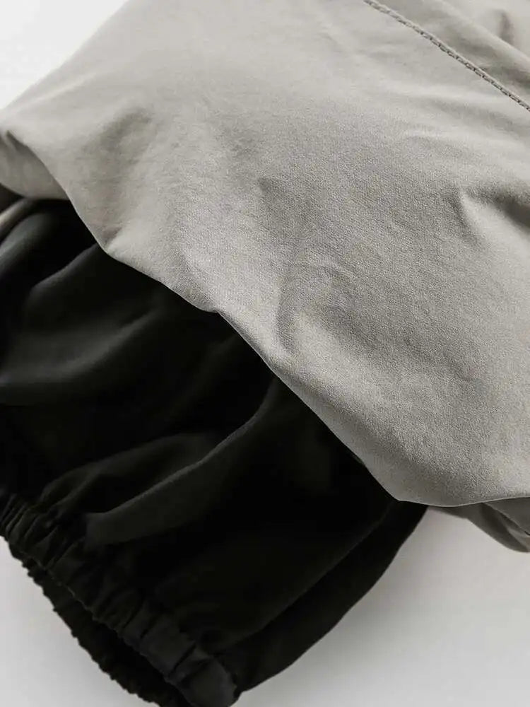 PFNW American Simple Stand Collar Short Cotton-padded Coat Men's Black Loose Zipper Quilted Padded Jacket Winter Clothes CPG2211