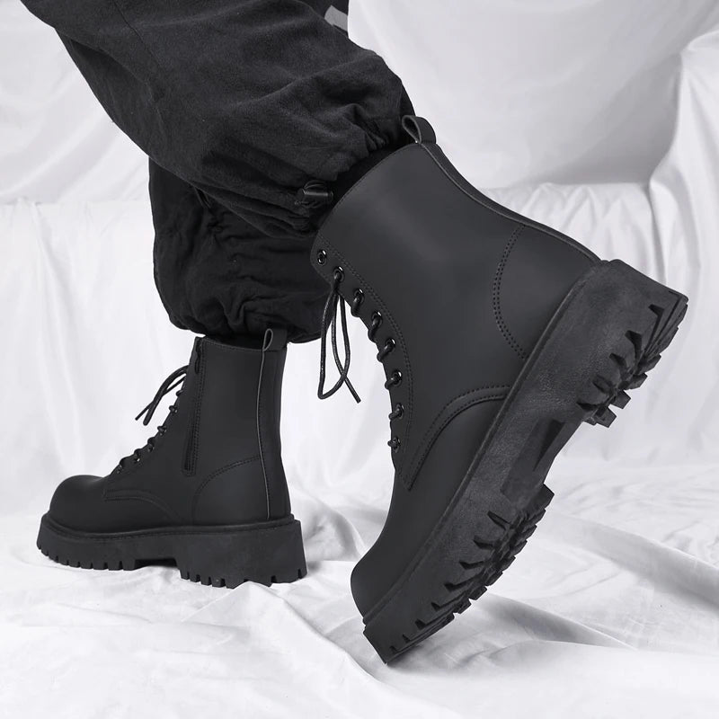 Luxury Brand Boots Chelsea Men's Boots Leather Men Designer Boots Fashion Casual Business Black Boots Thick Soled Mid Top Boots