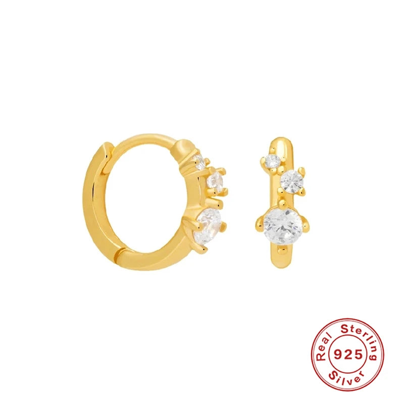CANNER White Zircon Simple Love Round Earring For Women 925 Sterling Silver Earrings Hoops Pendiente Plata Piercing Gold Jewelry