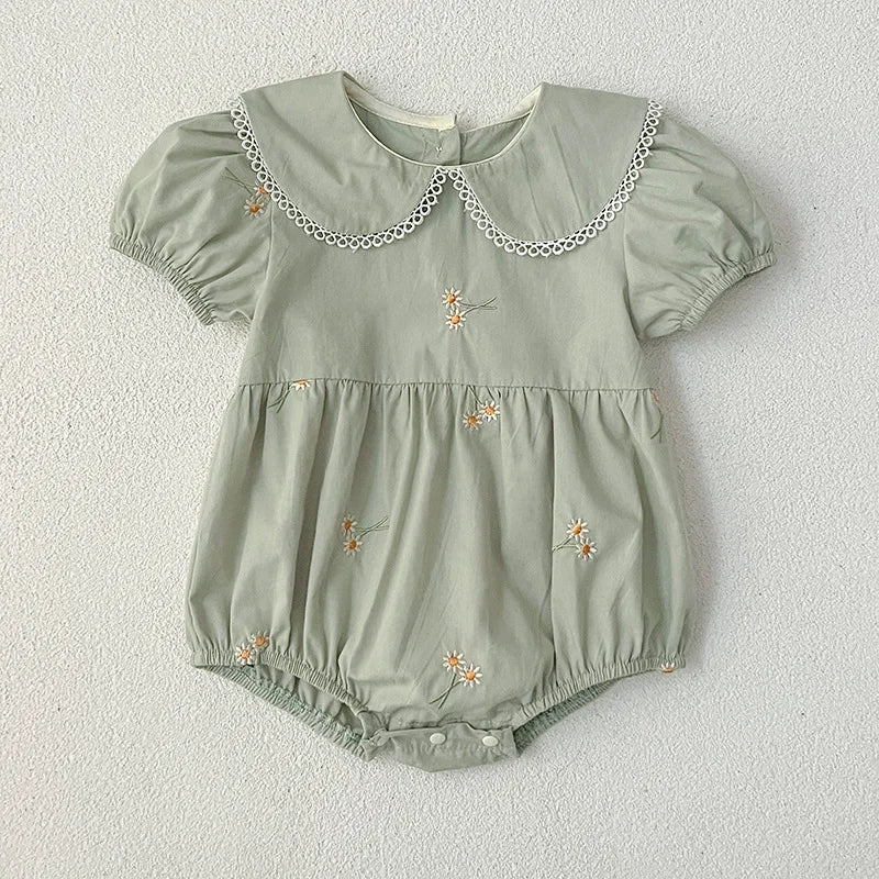 New Summer Newborn Clothes Kids Baby Girls Rompers 4 Colors New Infant Kids Baby Girls Embroider Flower Baby Rompers Clothes