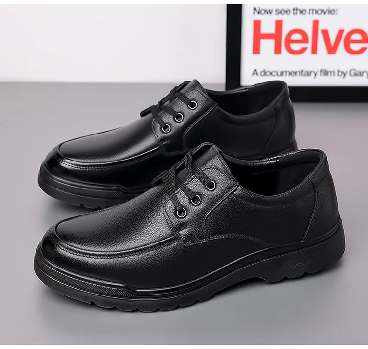 Cowhide Men Shoes Men Business Casual Leather Shoes Men Fashion Breathable Shoes British Casual Lace Up Single Leather Shoes