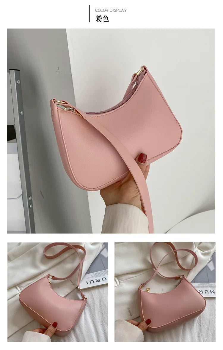 New Women's Fashion Handbags Retro Solid Color PU Leather Shoulder Underarm Bag Casual Women Handbags Designer Bag for Women