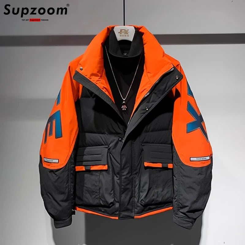 Supzoom New Arrival Casual Mens Collar Color splicing Winter Trendy Bread Couple Starry Thickened Coat Cotton-padded Jackets