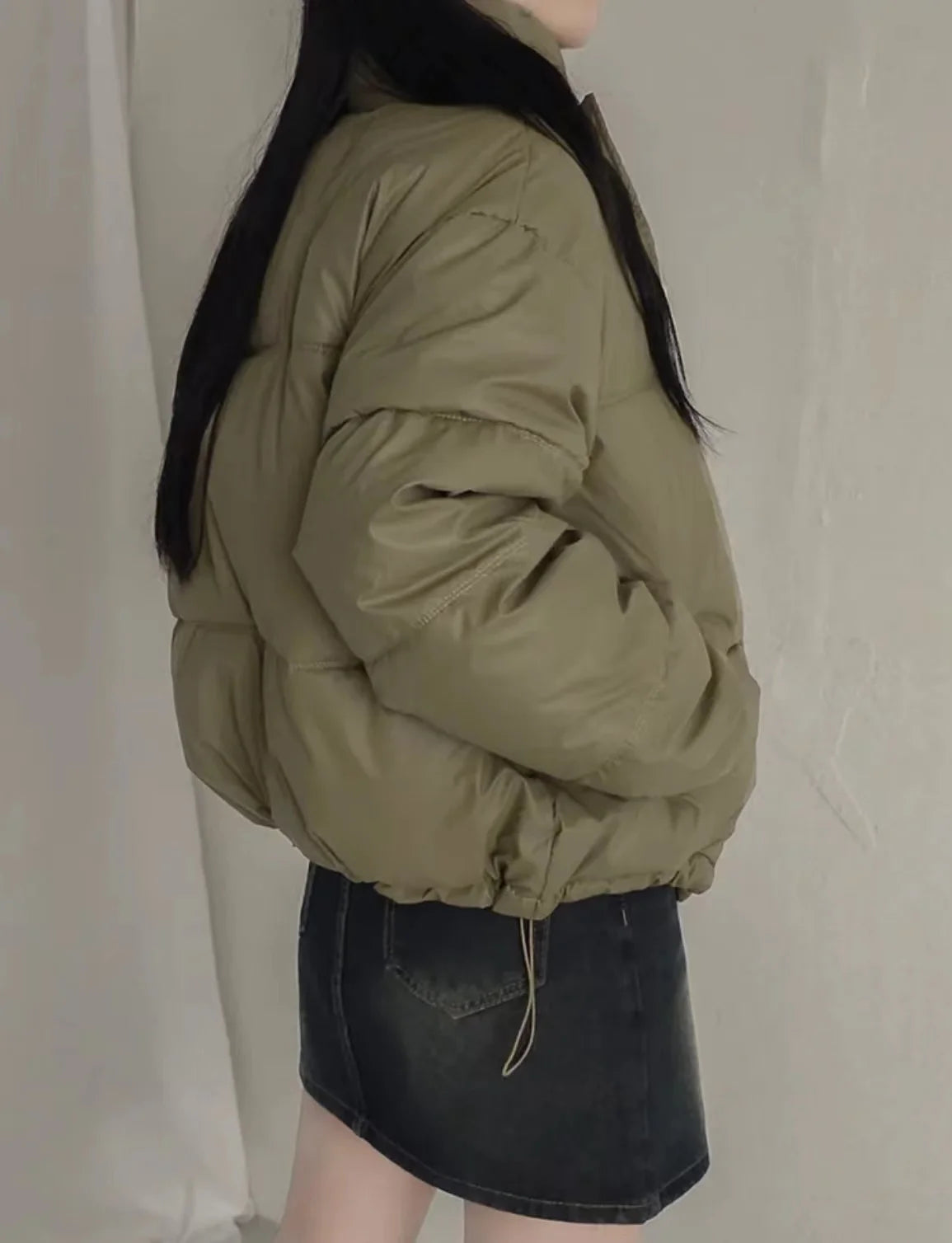 Women's Cotton Jaet 2024 New Winter ort Faion Stand Collar Bread Sle Warmth Outerwear Korean Loose Fit Zipper Closure