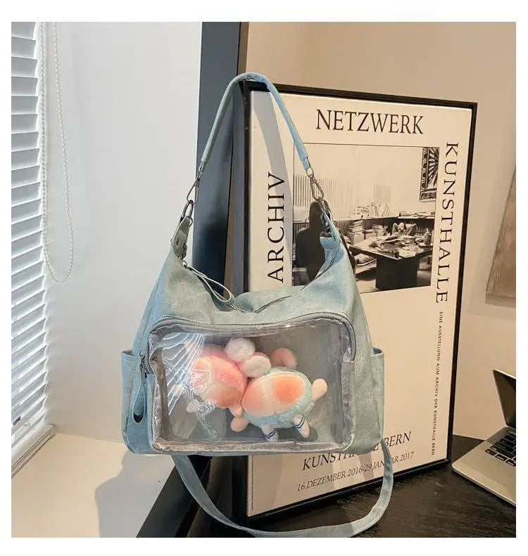 MBTI Casual Ita Bag for Women Fashion Aesthetic Y2k Large Capacity Shoulder Bag Transparent Daily Advanced Harajuku New Handbag
