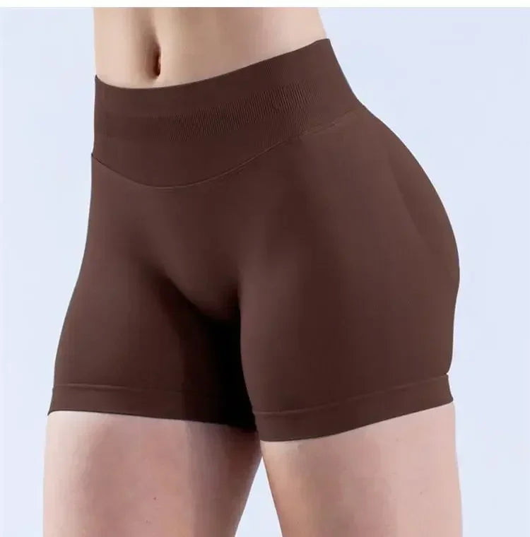 Summer High Waisted Yoga Shorts Women Fashionable and Sexy Running Fitness Pants Solid Color High Elastic Yoga Leggings