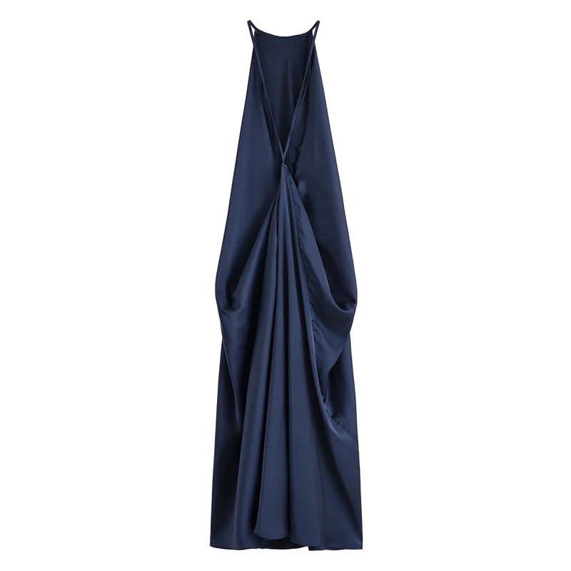 Sexy Halter Women's Dressess Elegant Lace Up Backless Sleeveless Oversize Dress Female Summer New Lady Party Robes