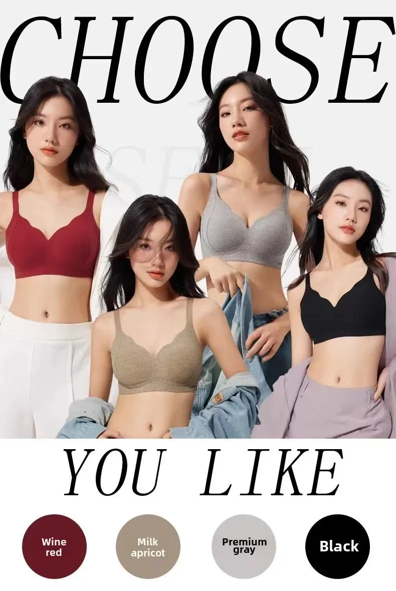 Sexy solid color knitted fabric bra, full cup gathering, non-removable padding, cutout details, warm and skin-friendly material