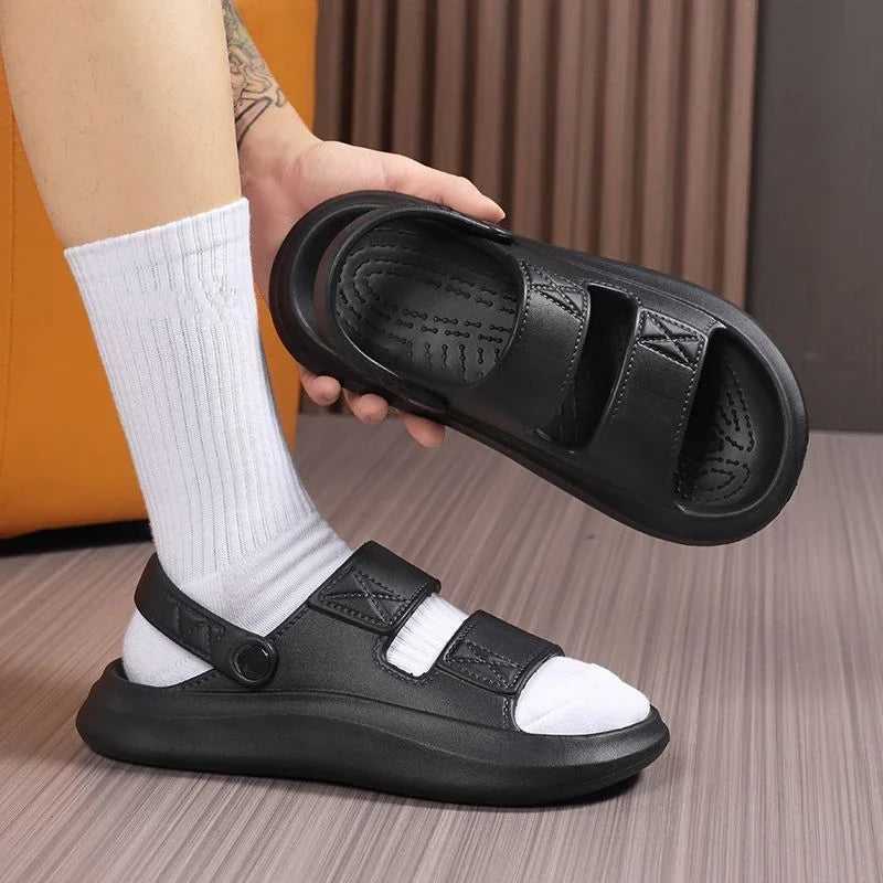 High Quality Summer Fashion Solid Color Convenient Men's Lightweight Slip on Casual Wear Resistant Large Size Sandals