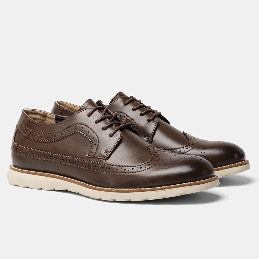 Men's Casual Business Leather Shoes Men Classic Retro Lace-up Brogue Shoe Mens Light Comfortable Outdoor Driving Flats New