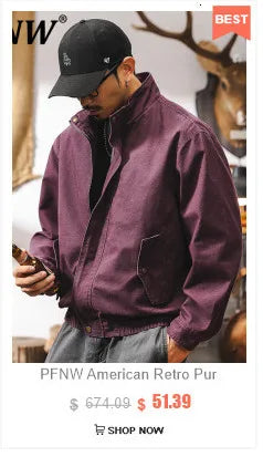 PFNW Winter New Oversized Black Cotton-padded Coat Men's Trend Tie-dye Print Fur Collar Zipper Hooded Quilted Padded Jackets