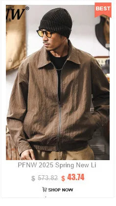 PFNW Winter New Oversized Black Cotton-padded Coat Men's Trend Tie-dye Print Fur Collar Zipper Hooded Quilted Padded Jackets