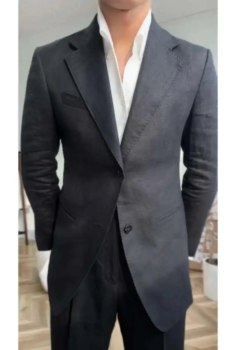 High Quality Linen Blend Business Dress Suit Wedding Suit Men Versatile Casual Office Party Prom Costume Homme Men Tuxedo Suit