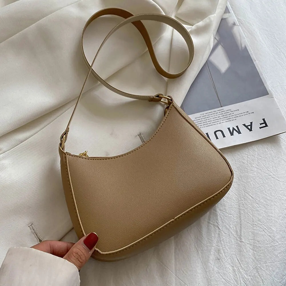 New Women's Fashion Handbags Retro Solid Color PU Leather Shoulder Underarm Bag Casual Women Handbags Designer Bag for Women