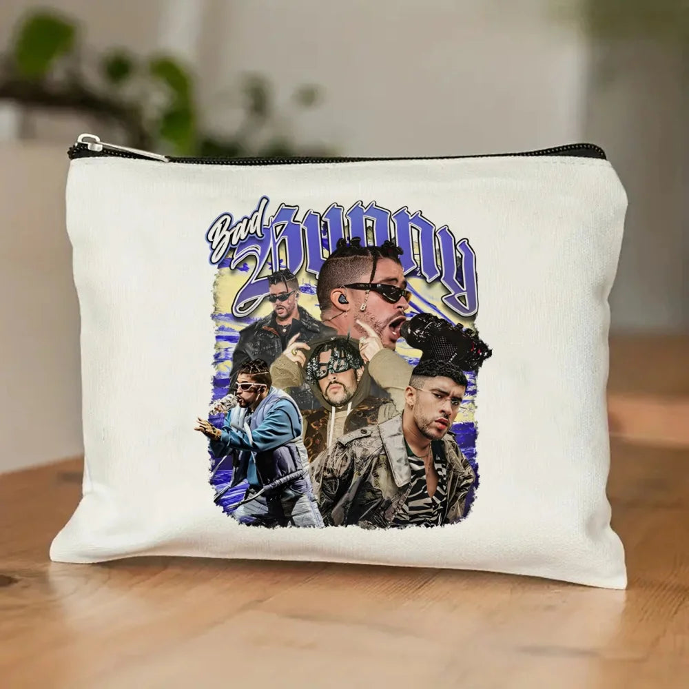 Un Verano Sin Ti Gift Bag Set, Bad Bunny Print Tote Bag, Casual Canvas Shoulder Bag with Mini Storage Bag