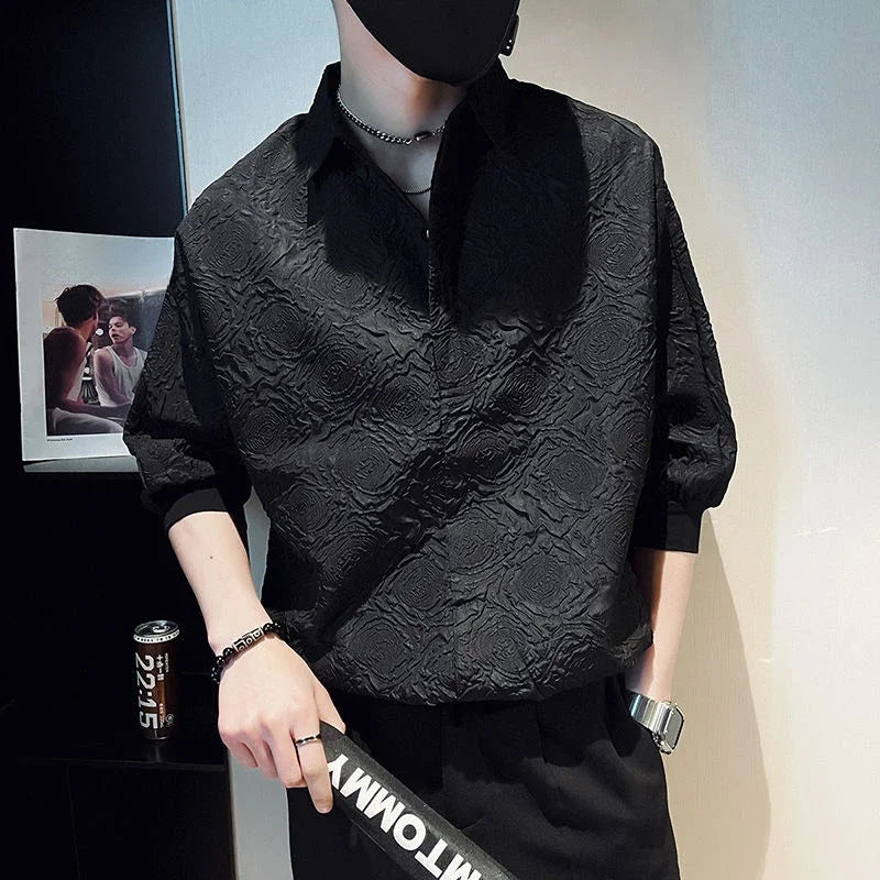 Man Shirt Graphic Half Sleeve Shirts For Men White New In Fashion 2024 Xxl Elegant With Sleeves Tops Trend S Luxury Social I