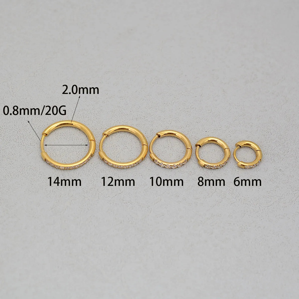 20G Stainless Steel Minimal Hoop Earring Crystal Zirconia Cartilage Helix Earring Piercing Accessory Trendy Female Hoops For Men