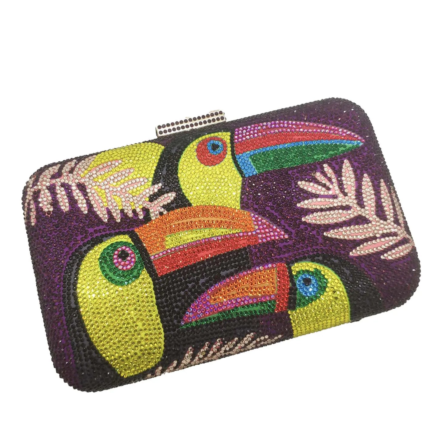 Novelty Toucan Bird Women Crystal Evening Bags Rhinestones Box Minaudiere Clutch Party Cocktail Handbag Diamond Chain Purse