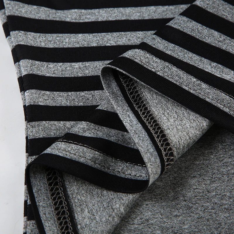 Fashion Stripe Simple Halter Tops + A-Line Mini Skirts Women’ Set Causal Design Trendy Clothing
