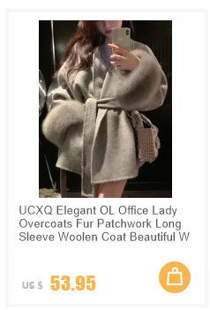 UCXQ Fashion Pullover Sweatshirt European Style Solid Color Long Sleeve All Match Loose Casual Top Women 2025 Spring Autumn 1497