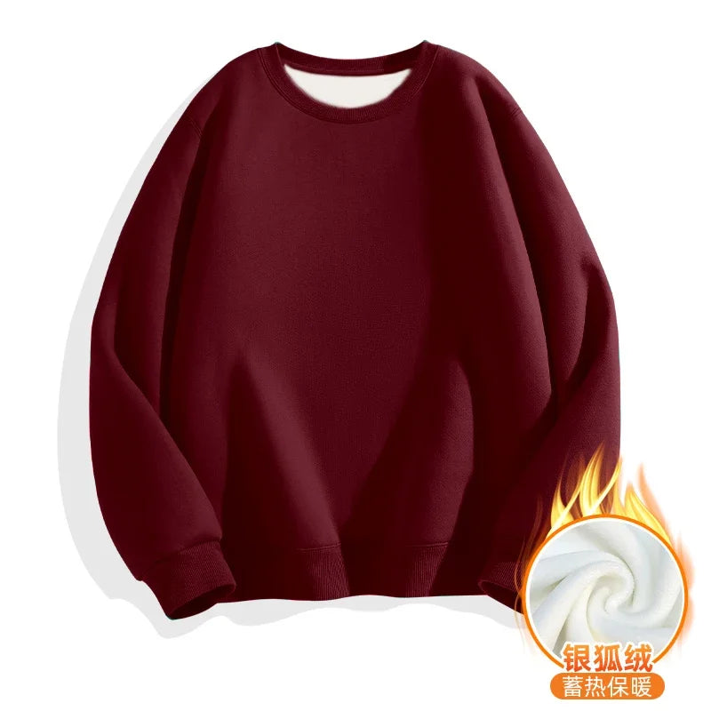 LEGIBLE 2025 Autumn Winter Woman's Hoodies Oversize Female Loose Solid Thicken Fleece Warm Women Sweatshirts Lady
