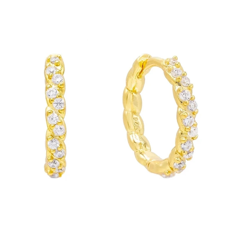 CANNER White Zircon Simple Love Round Earring For Women 925 Sterling Silver Earrings Hoops Pendiente Plata Piercing Gold Jewelry